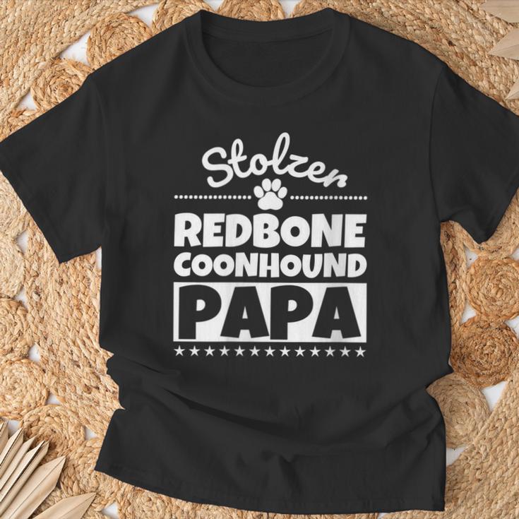 Damen Stolzer Redbone Coonhound Papa Mit-Ausschnitt T-Shirt Geschenke für alte Männer