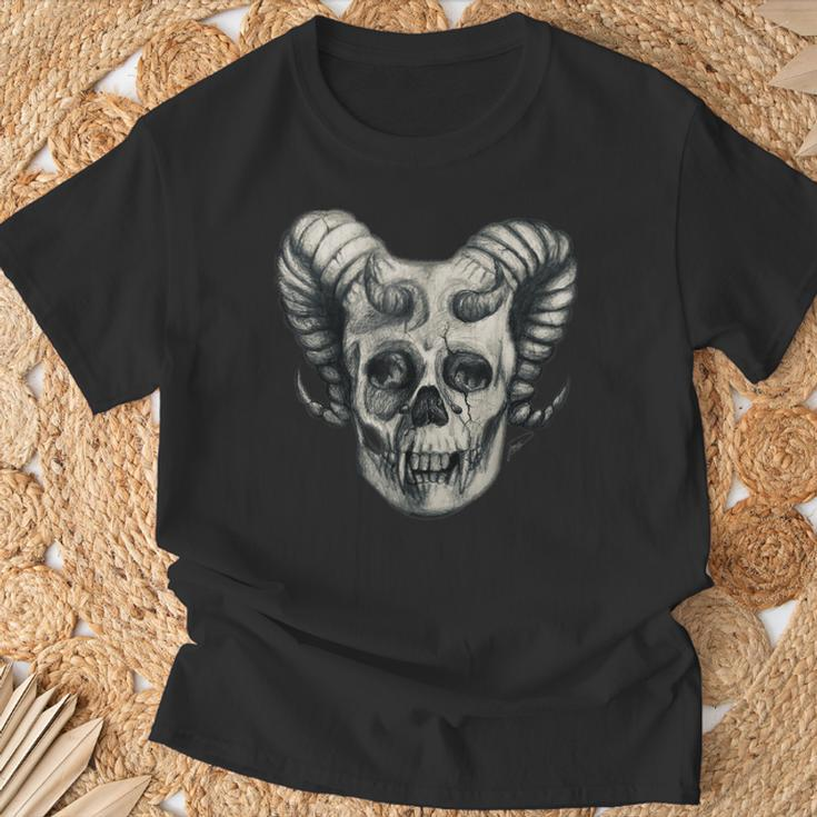 Dämonenschädel Demon Skull Totenkopf Teufel T-Shirt Geschenke für alte Männer