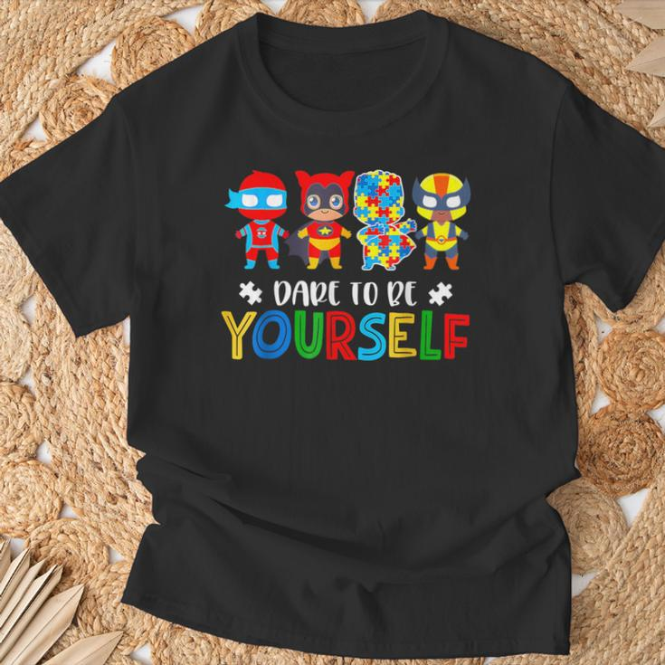 Dare To Be Yourself Autism Awareness Superheroes T-Shirt Gifts for Old Men