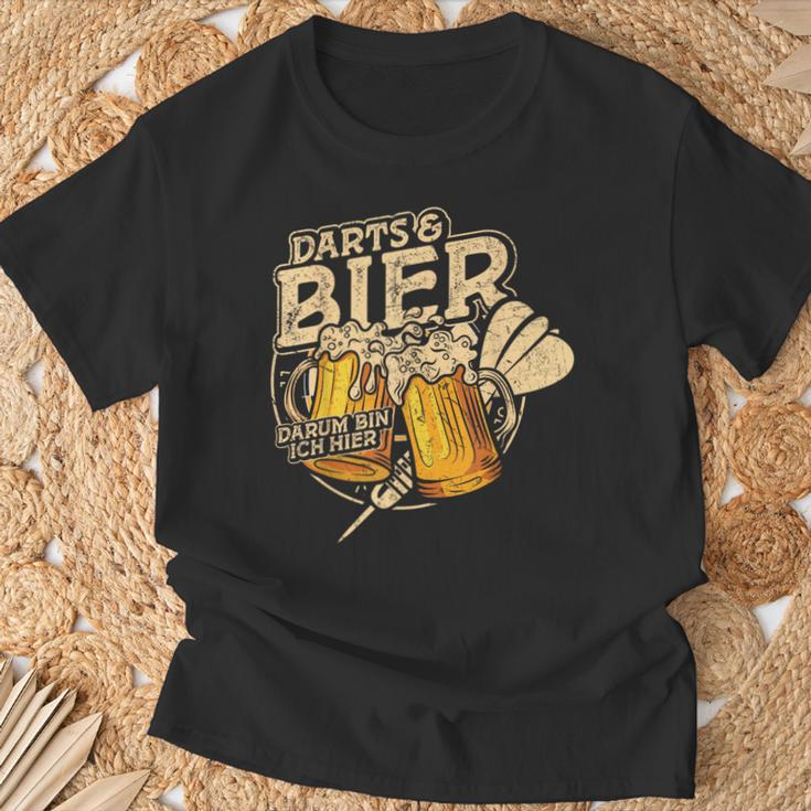 Darts Und Bier Darum Bin Ich Hier Dartspieler Dart T-Shirt Geschenke für alte Männer
