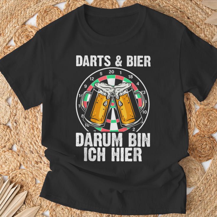 Darts Und Bier Darum Bin Ich Hier Dartspieler T-Shirt Geschenke für alte Männer