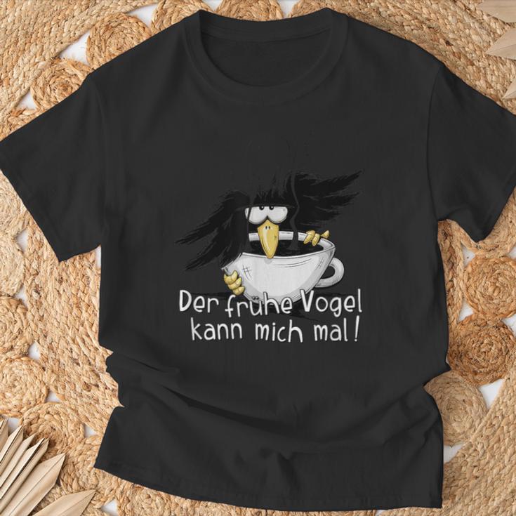 Der Früheogel Kann Mich Mal Kaffee Raven Gray T-Shirt Geschenke für alte Männer