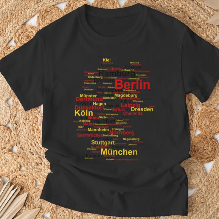Deutschland Karte Umriss Städte Berlin Hamburg Köln Flagge T-Shirt Geschenke für alte Männer