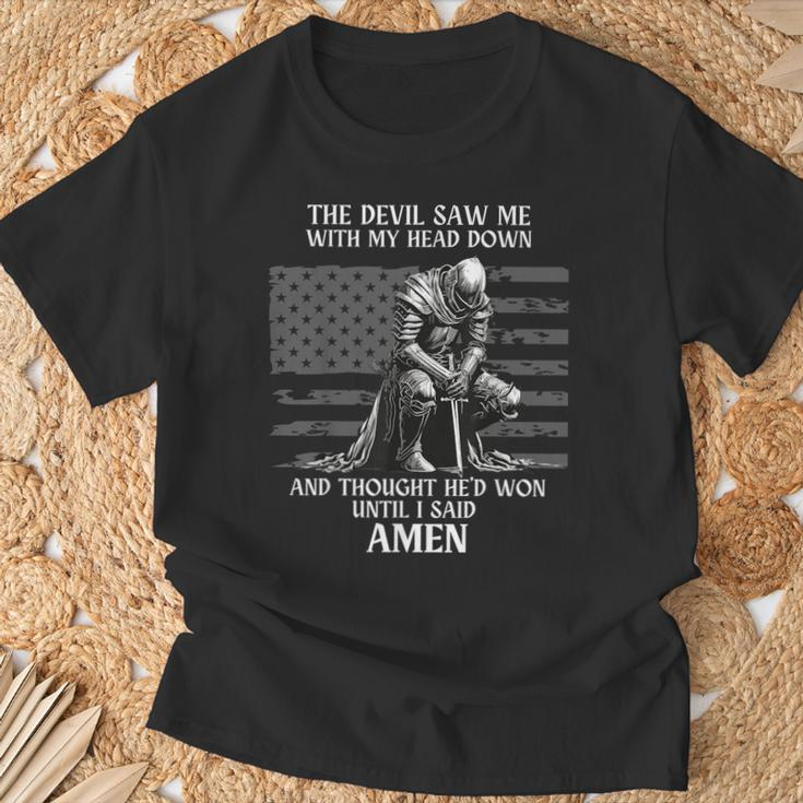The Devil Saw Me With My Head Down And Thought He'd Won Mens T-Shirt Gifts for Old Men