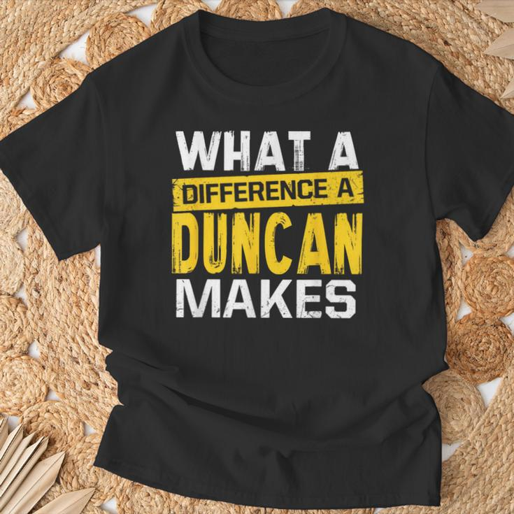 What A Difference A Duncan Makes Name Duncan T-Shirt Gifts for Old Men