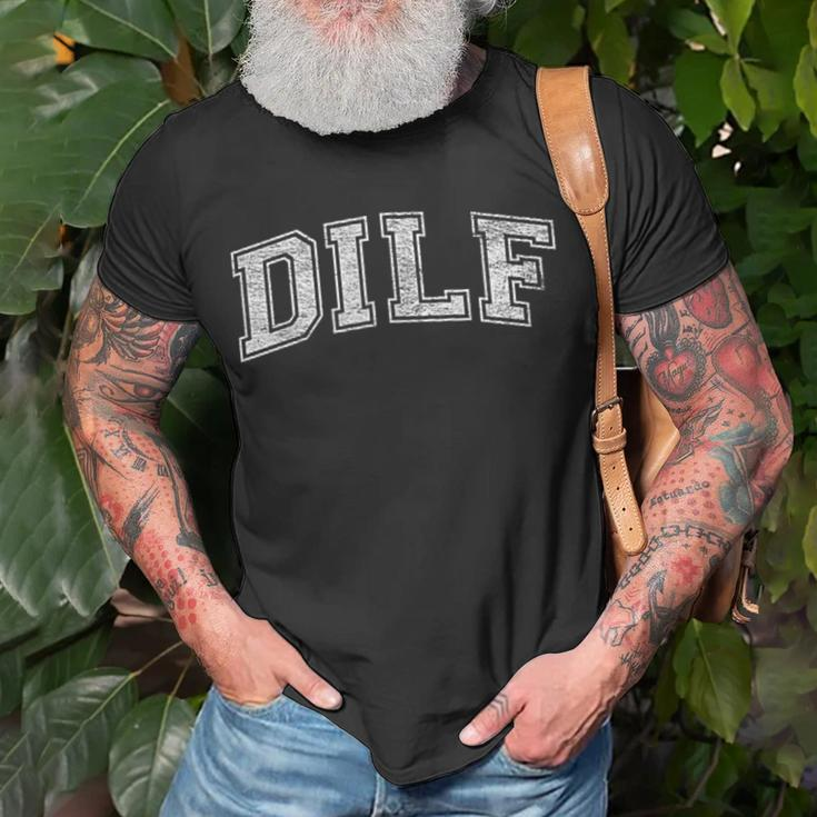 Dilf Varsity Style Dad Older More Mature Men T-Shirt Gifts for Old Men