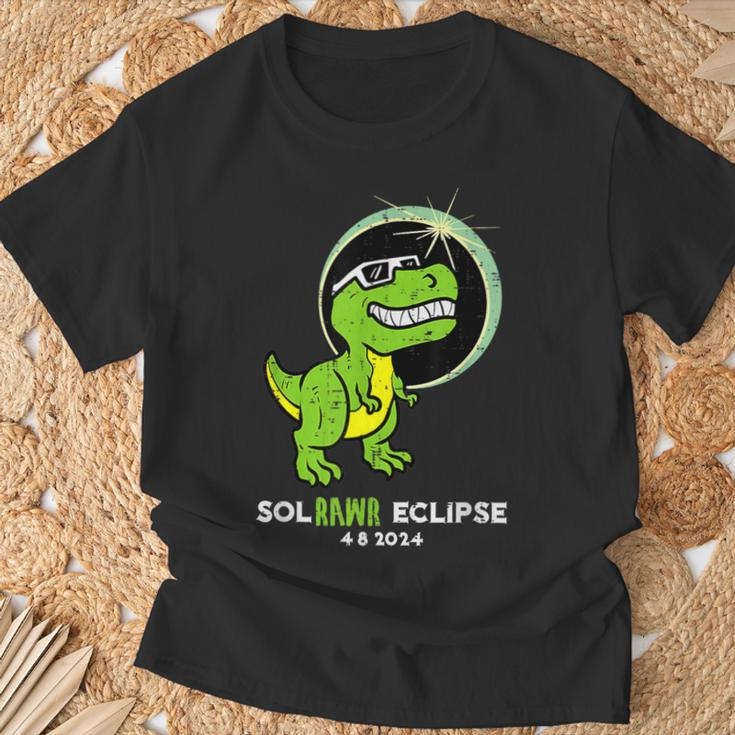 Dino Total Solar Eclipse 2024 April 8 Dinosaur Toddler Boys T-Shirt Gifts for Old Men