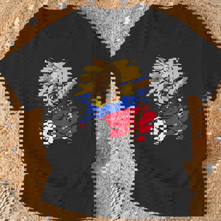 Divertido Dabbing Perro Fútbol Deenezuela Bandera Sport Camiseta unisex Regalos para ancianos