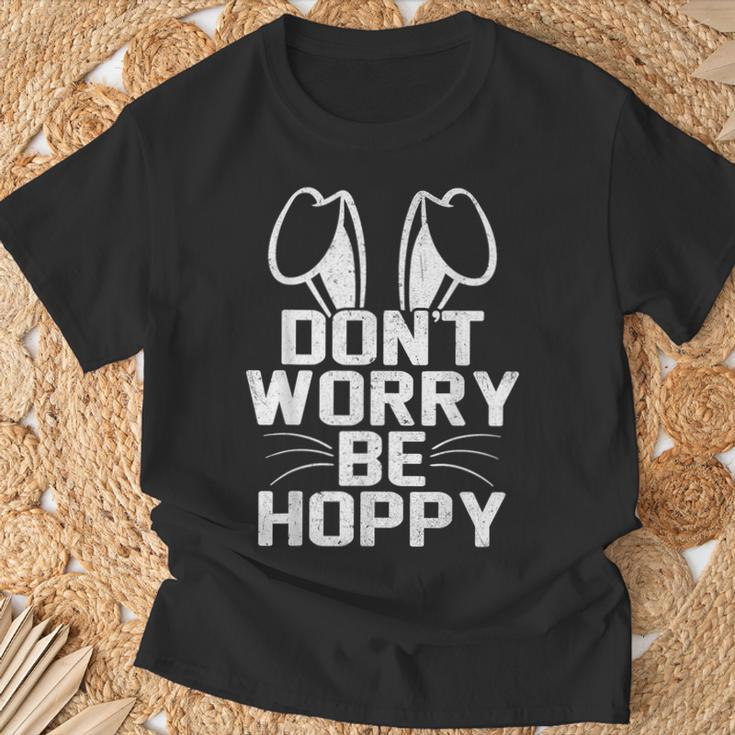 Don't Worry Be Hoppy Easter Bunny T-Shirt Gifts for Old Men