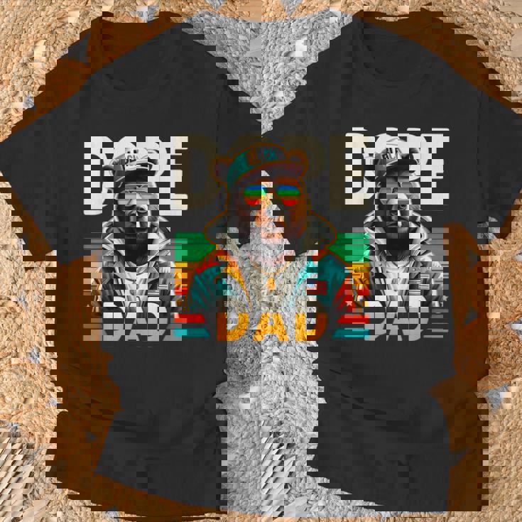 Dope Black Dad Black Dad Bear Black History Month T-Shirt Gifts for Old Men