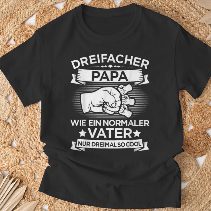 Dreifacher Papaater 3 Kinder Zumatertag Geburtstag T-Shirt Geschenke für alte Männer