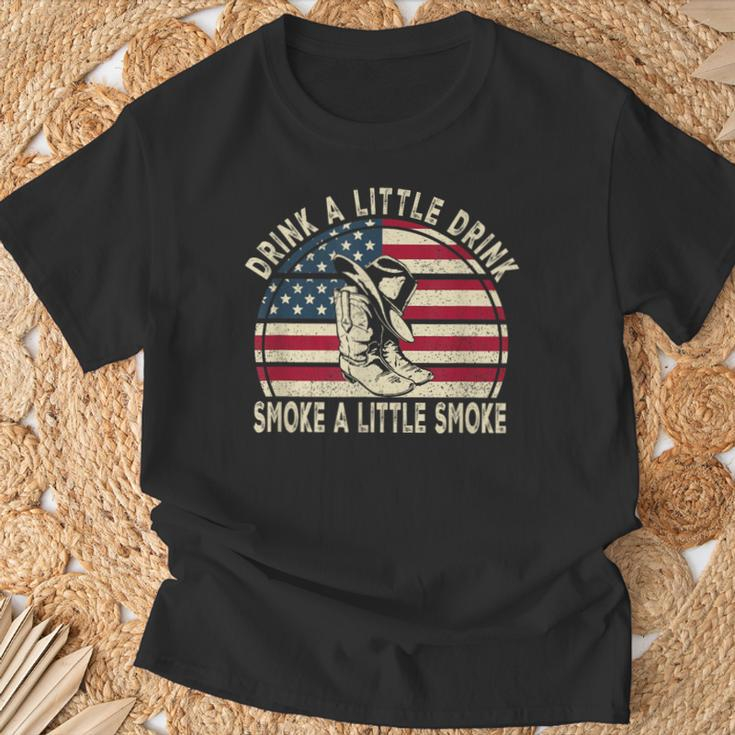 Drink A Little Drink Smoke A Little Smoke Retro Cowboy Hat T-Shirt Gifts for Old Men