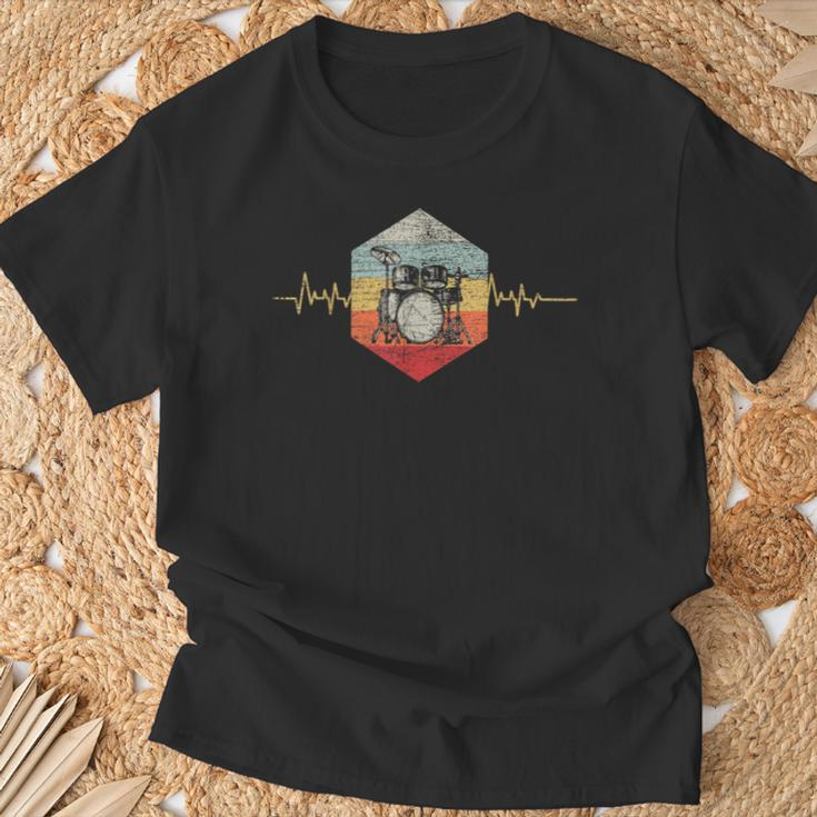 Drummer Retro Heartbeat Drum Kit T-Shirt Geschenke für alte Männer