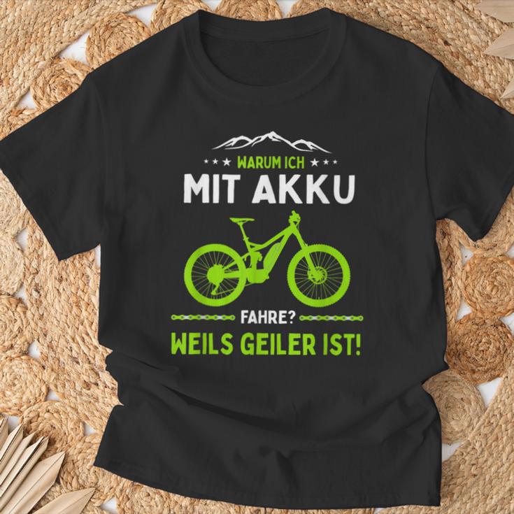 E-Mtb Warum Ich Mit Akkufahrre E-Bike T-Shirt Geschenke für alte Männer