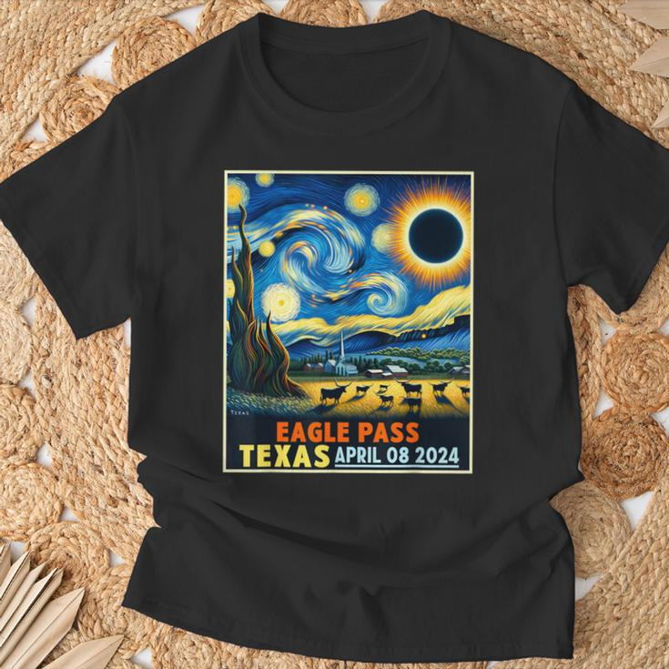 Eagle Pass Texas Total Solar Eclipse 2024 Starry Night T-Shirt Gifts for Old Men