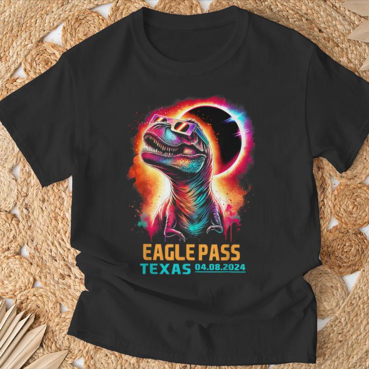 Eagle Pass Texas Total Solar Eclipse 2024Rex Dinosaur T-Shirt Gifts for Old Men