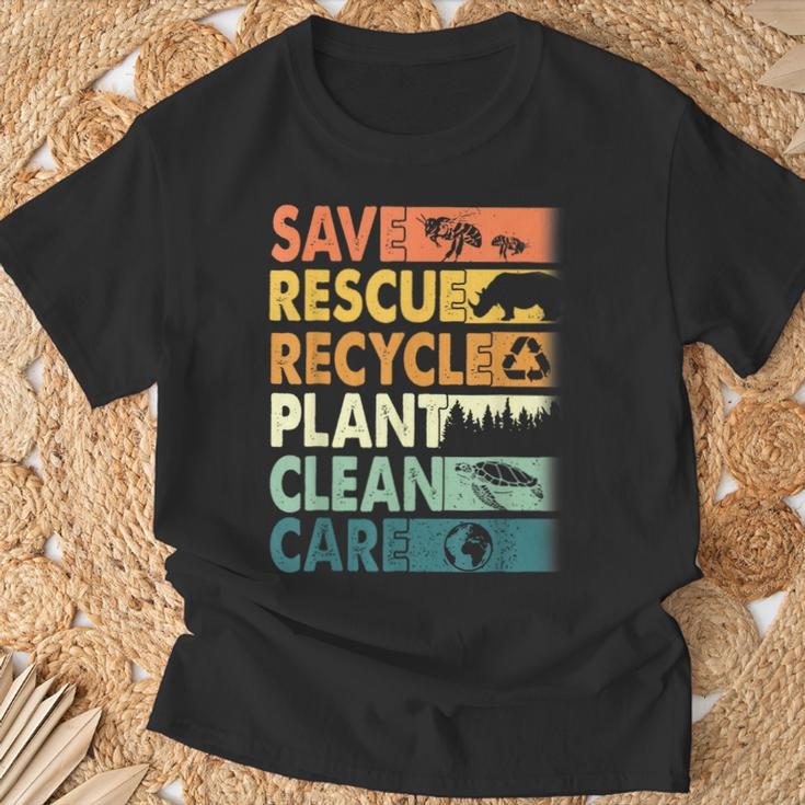 Earth Day Save Rescue Animals Recycle Plastics Planet T-Shirt Gifts for Old Men