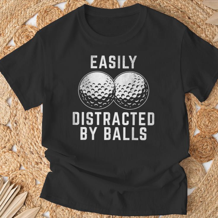 Easily Distracted By Balls Golfer Golf Ball Putt T-Shirt Gifts for Old Men