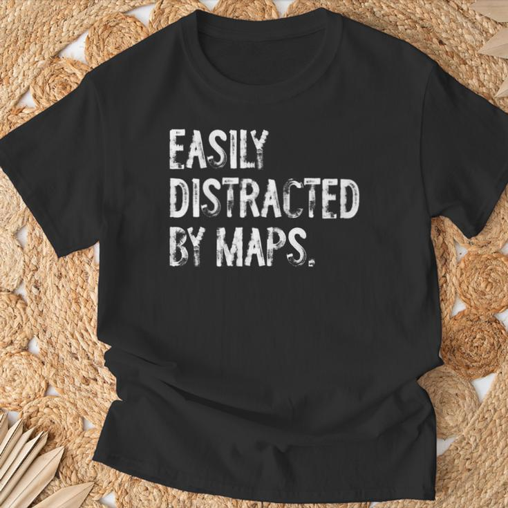 Easily Distracted By Maps Geography T-Shirt Gifts for Old Men