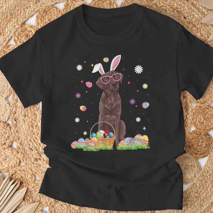 Easter Cute Chocolate Labrador Dog Lover Bunny Eggs Easter T-Shirt Gifts for Old Men