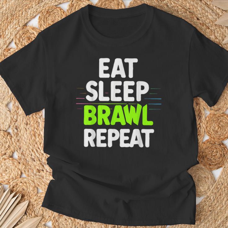 Eat Sleep Brawl Repeat Lustigesideospiel T-Shirt Geschenke für alte Männer