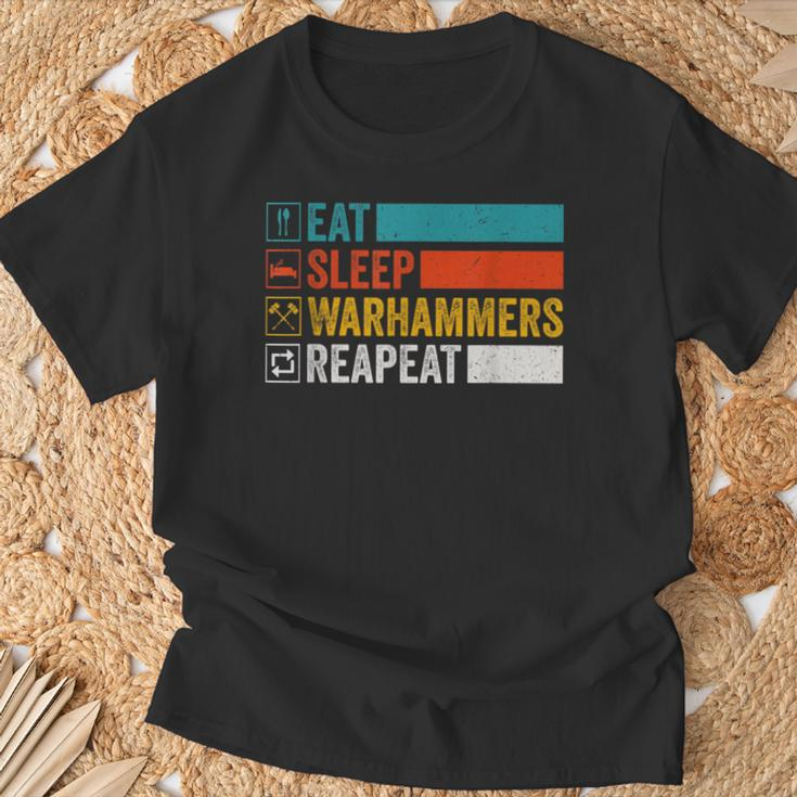 Eat Sleep Warhammers Repeat Gamer Retro Video Game T-Shirt Geschenke für alte Männer