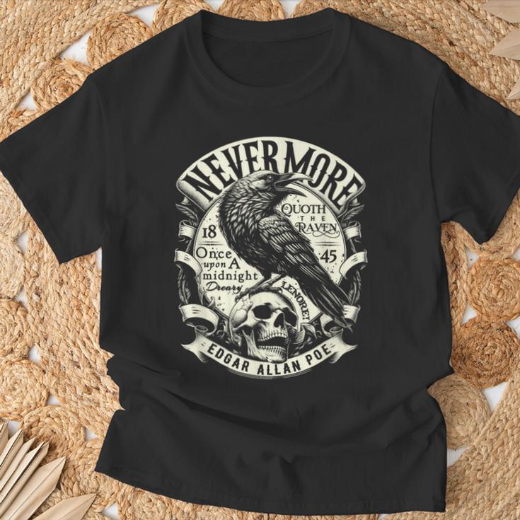 Edgar Allan Poe Nevermore Quoth The Raven T-Shirt Gifts for Old Men