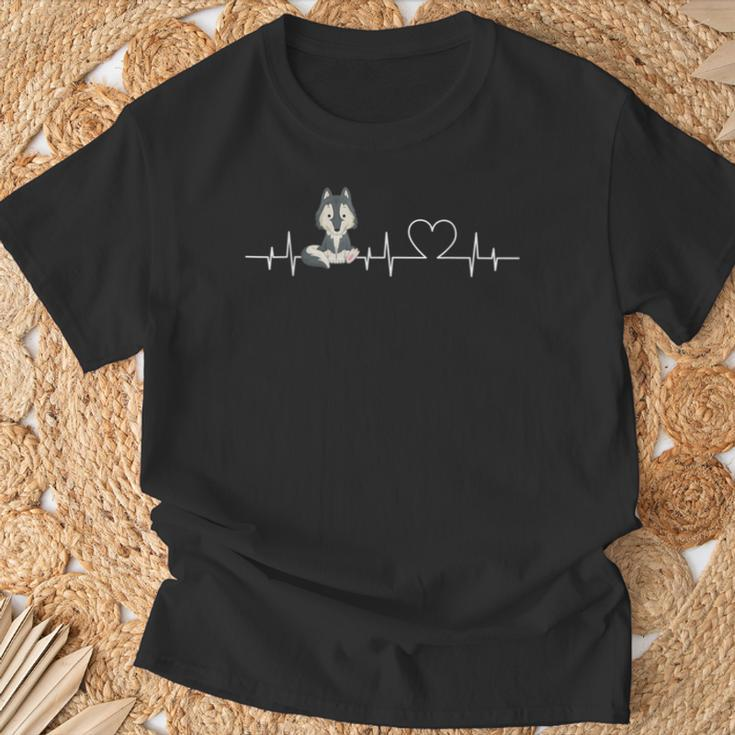 Ekg-Herzschlag Wolf With Wolves S T-Shirt Geschenke für alte Männer