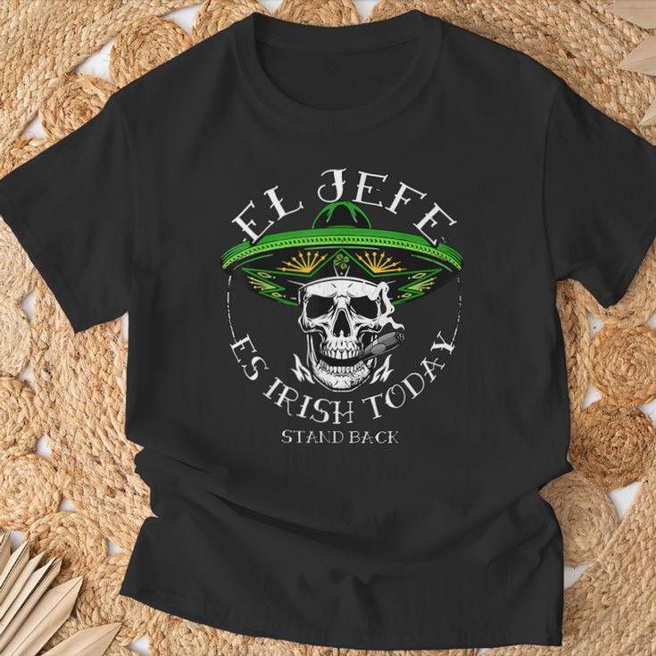 El Jefe Is Irish Today St Patrick's Day Skull Mexican T-Shirt Gifts for Old Men