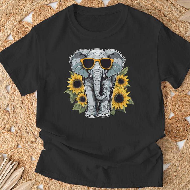 Elephant With Sunglasses And Sunflowers T-Shirt Gifts for Old Men