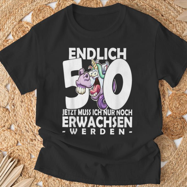 Endlich 50 Jetzt Muss Ich Nur Noch Arwachsenwerden Unicorn S T-Shirt Geschenke für alte Männer