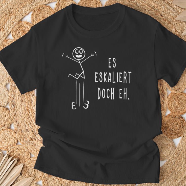 Es Escaliert Doch Eh Techno Rave Saufen Party Stick Figure T-Shirt Geschenke für alte Männer