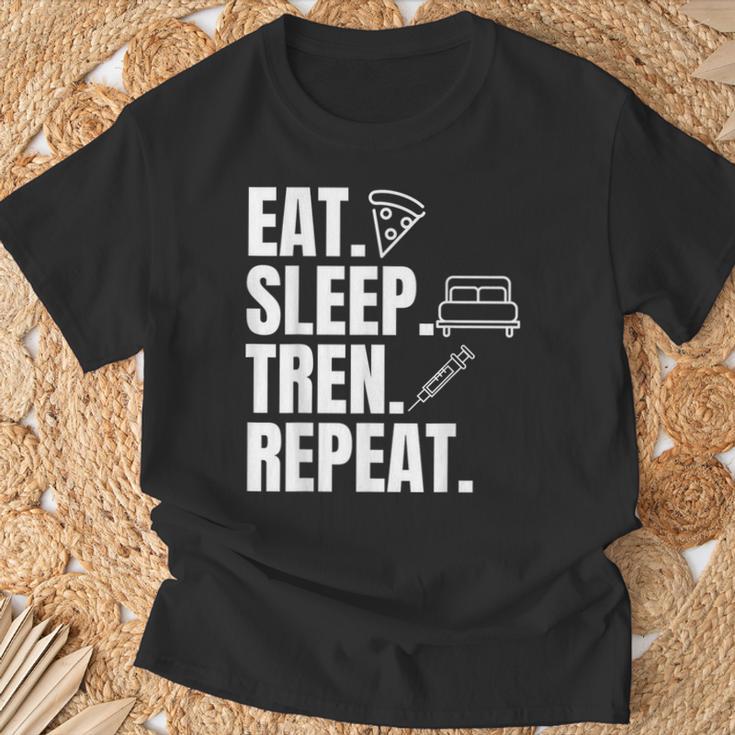 Essen Sleeep Tren Repeat Gym Trenbolon T-Shirt Geschenke für alte Männer