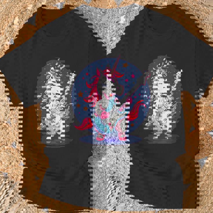 Estrellas Y Unicornio Con Guitarra Para Niños Y Niñas Camiseta unisex Regalos para ancianos