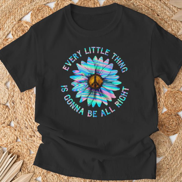 Every Little Thing Is Gonna Be Alright Hippie Flower T-Shirt Gifts for Old Men