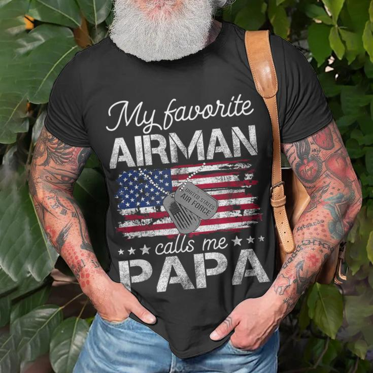 My Favorite Airman Calls Me Papa Proud Us Air Force Papa T-Shirt Gifts for Old Men