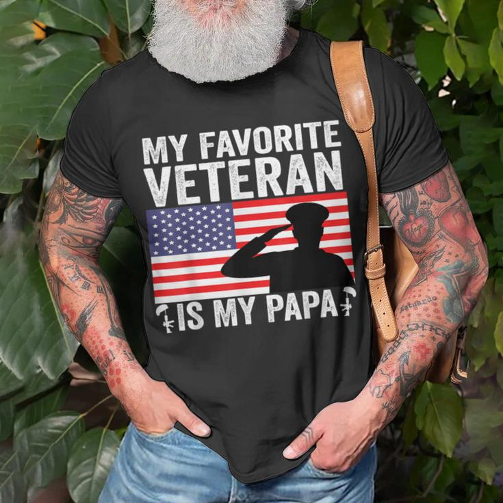 My Favorite Veteran Is My Papa Us Flag Father Veterans T-Shirt Gifts for Old Men
