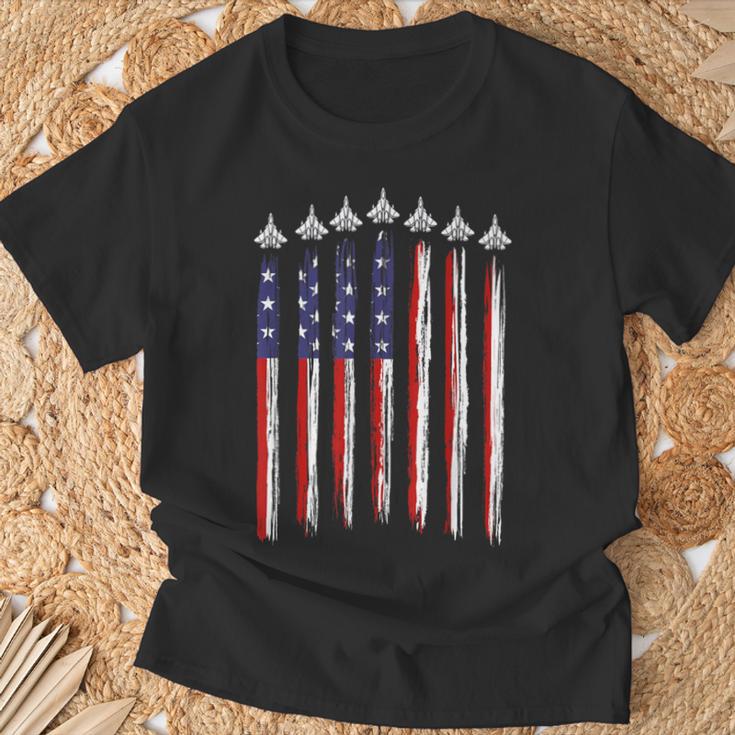 Fighter Jet Airplane American Flag Patriotic 4Th Of July Men T-Shirt ...