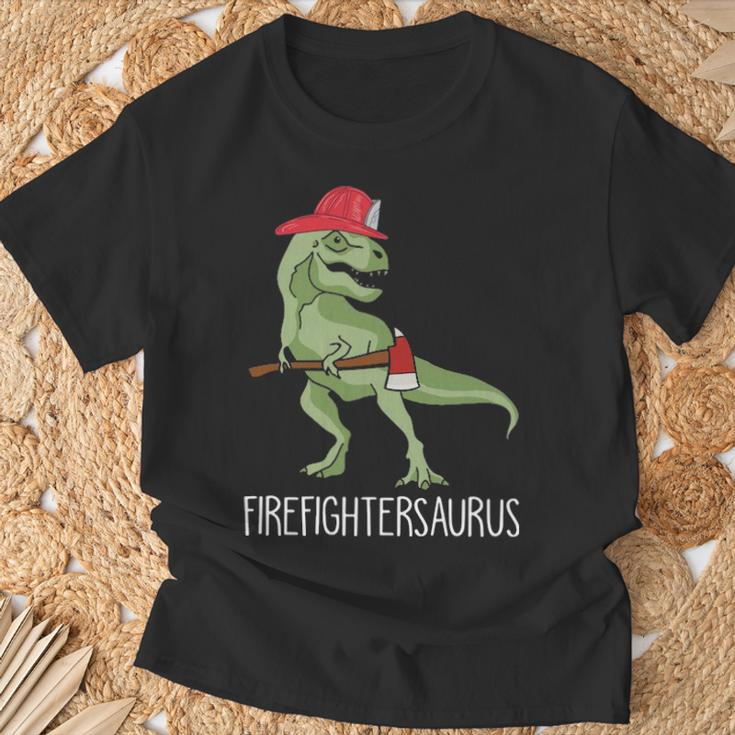 Firefighter Saurus T-Shirt Gifts for Old Men