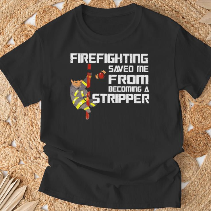 Firefighting Saved Me Firefighter T-Shirt Gifts for Old Men