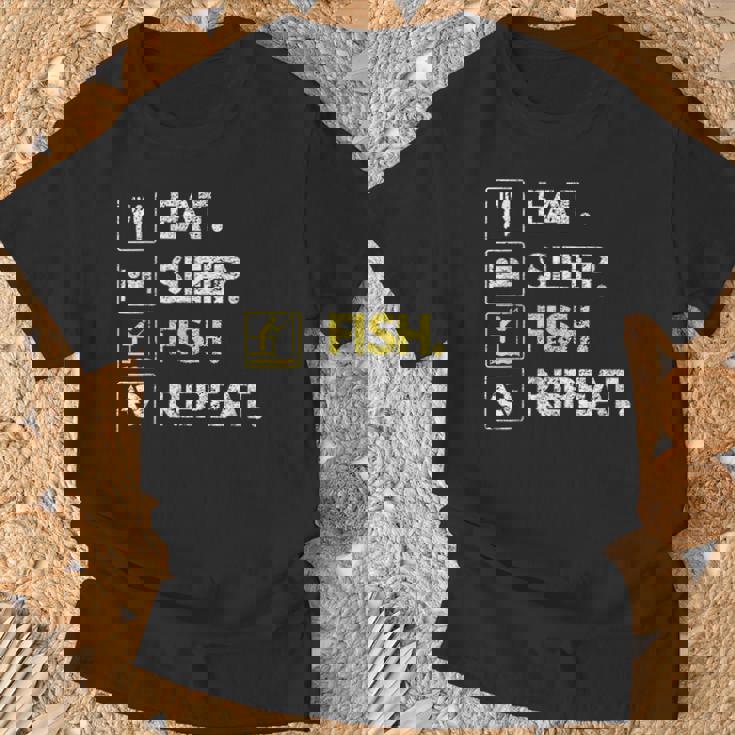 Fisher Eat Sleep Fish Repeat Fishing Fisherman Fish T-Shirt Gifts for Old Men