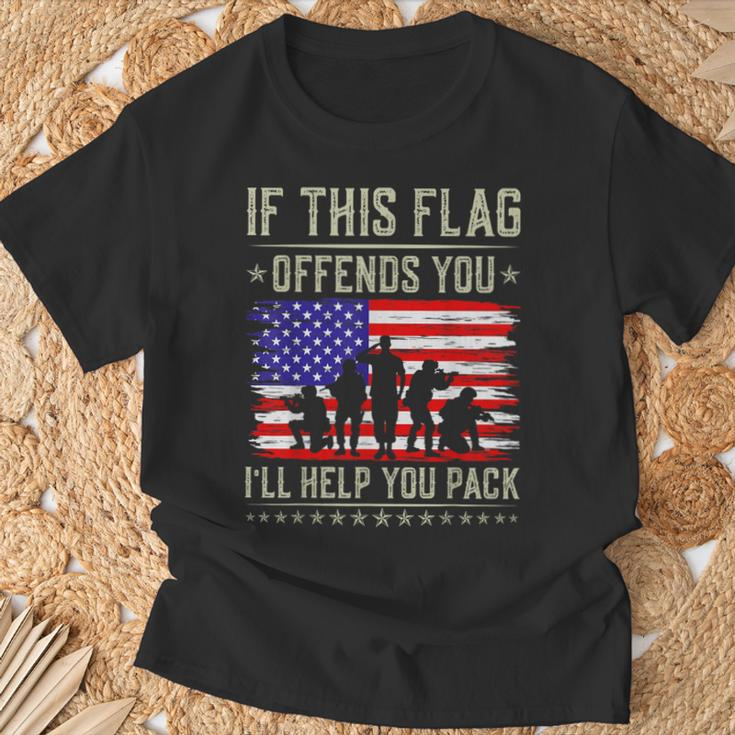 If This Flag Offends You I'll Help You Us Flag Veterans Day T-Shirt Gifts for Old Men