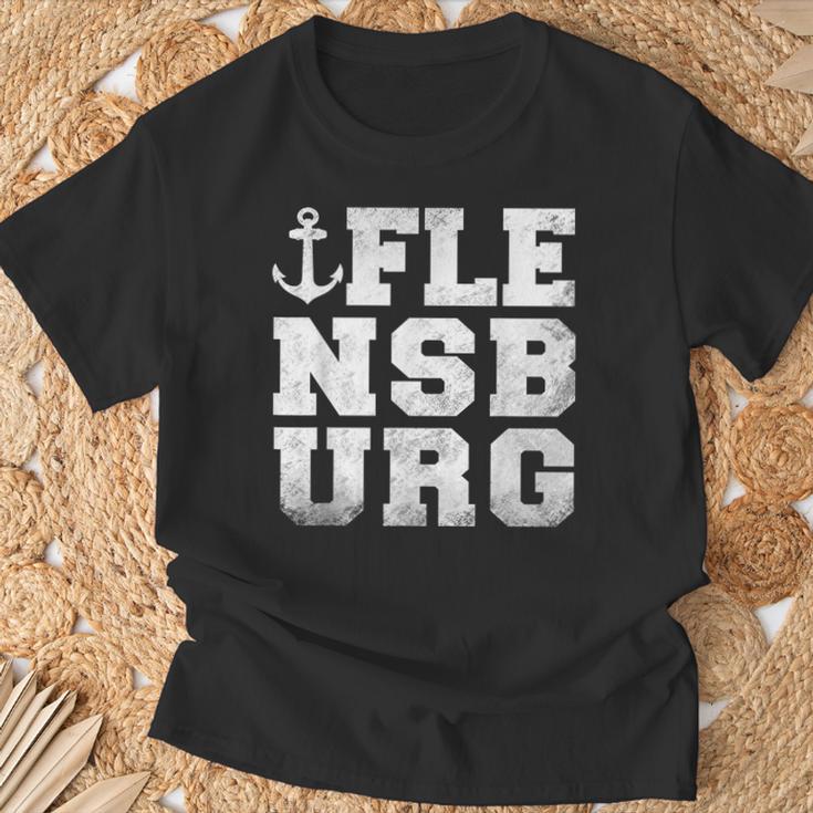 Flensburger Förde Flensburg Anchor T-Shirt Geschenke für alte Männer