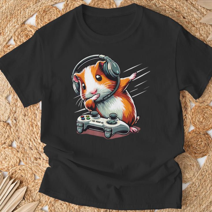 Fluffy Cavy Gamer Guinea Pig Video Gamer Lover Dab T-Shirt Gifts for Old Men