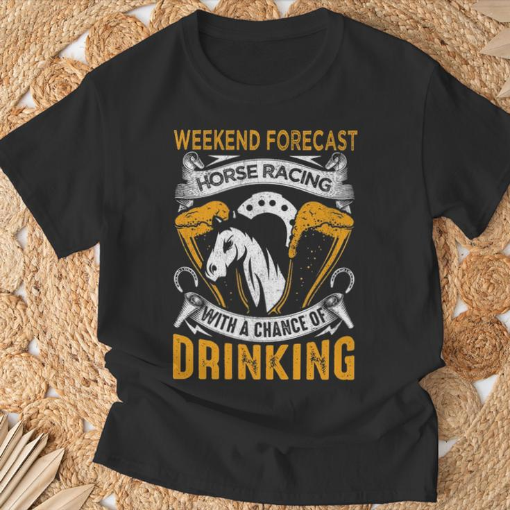 Weekend Forecast Horse Racing Track Derby Fathers Day T-Shirt Gifts for Old Men