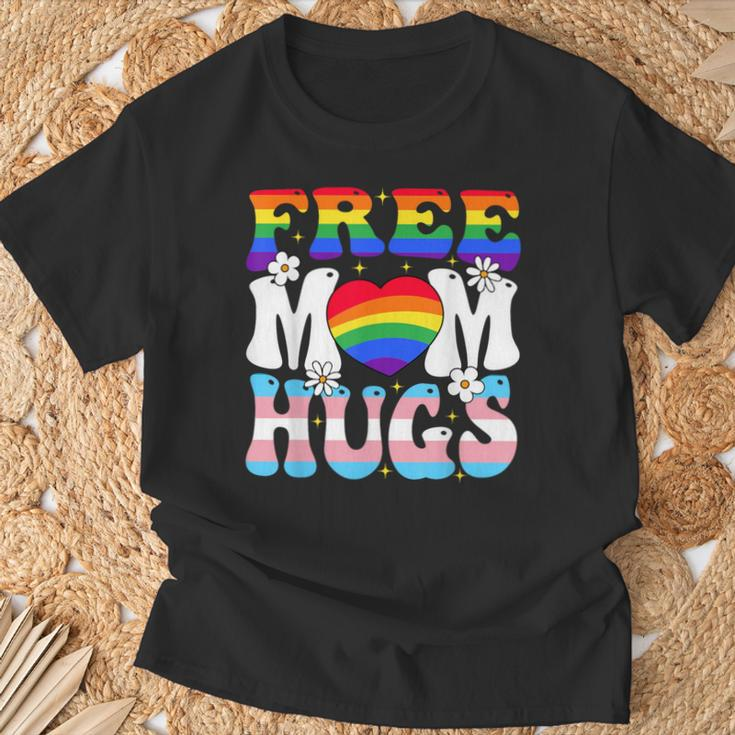 Free Mom Hug Transgender Lesbian Gay Lgbt Pride Rainbow Flag T-Shirt Gifts for Old Men
