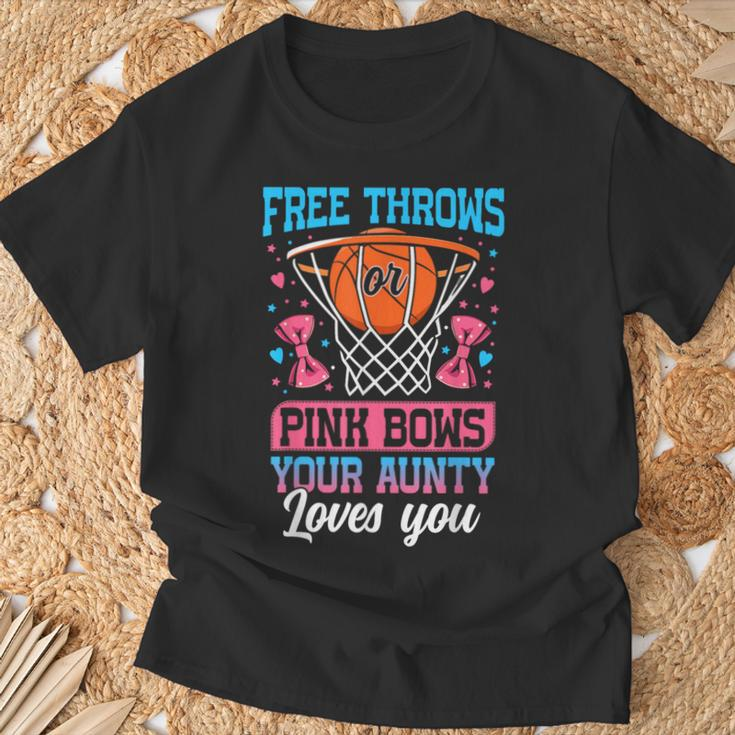 Free Throws Or Pink Bows Your Aunty Loves You Gender Reveal T-Shirt Gifts for Old Men
