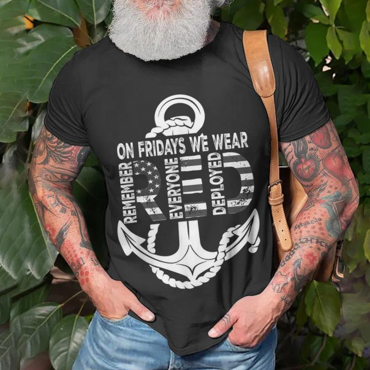 On Fridays We Wear Red Remember Everyone Deployed Navy T-Shirt Gifts for Old Men
