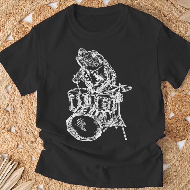 Frog Playing Drums Musician T-Shirt Gifts for Old Men