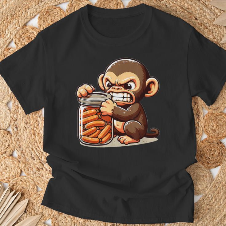Frustrierter Monkey Will Sausage T-Shirt Geschenke für alte Männer